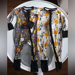Little Sleepies Halloween Pumpkin and Ghost Kids Convertible Footies